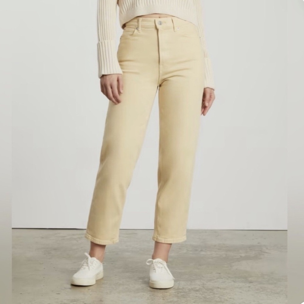 Everlane Jean Women 26 R Soybean Yellow The Way High Straight‎ Crop Denim